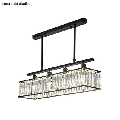 Modern champagne & black 4 heads island light dining room crystal chandelier