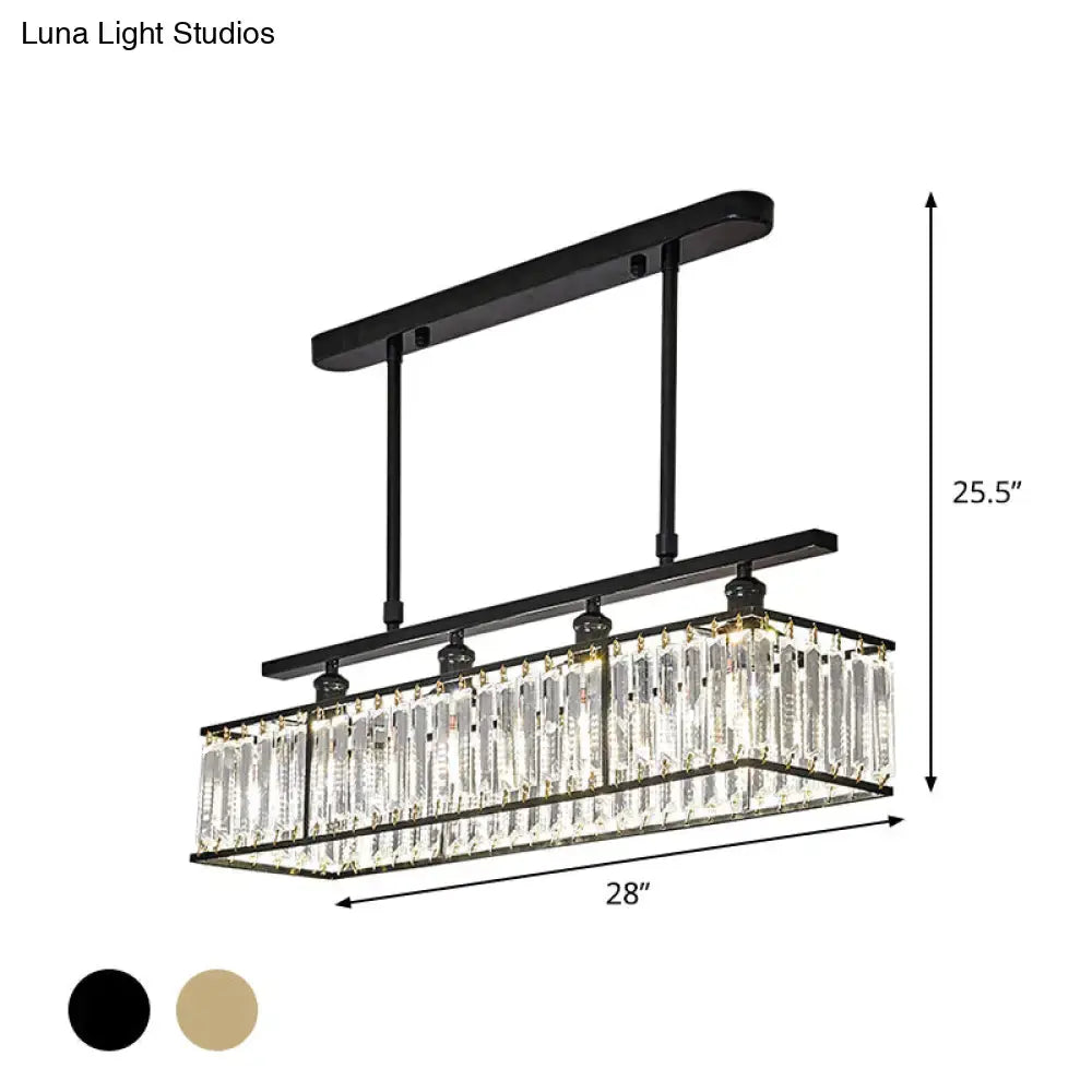 Modern champagne & black 4 heads island light dining room crystal chandelier