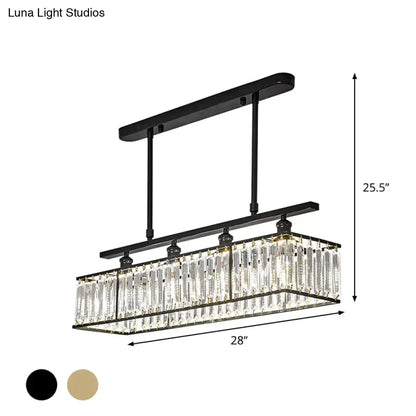 Modern champagne & black 4 heads island light dining room crystal chandelier