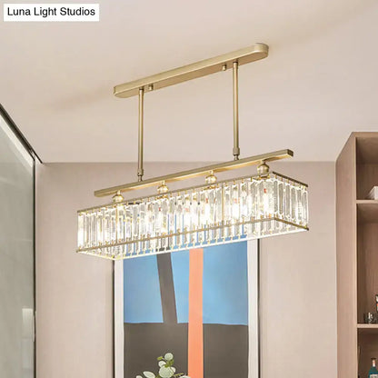 Modern champagne & black 4 heads island light dining room crystal chandelier