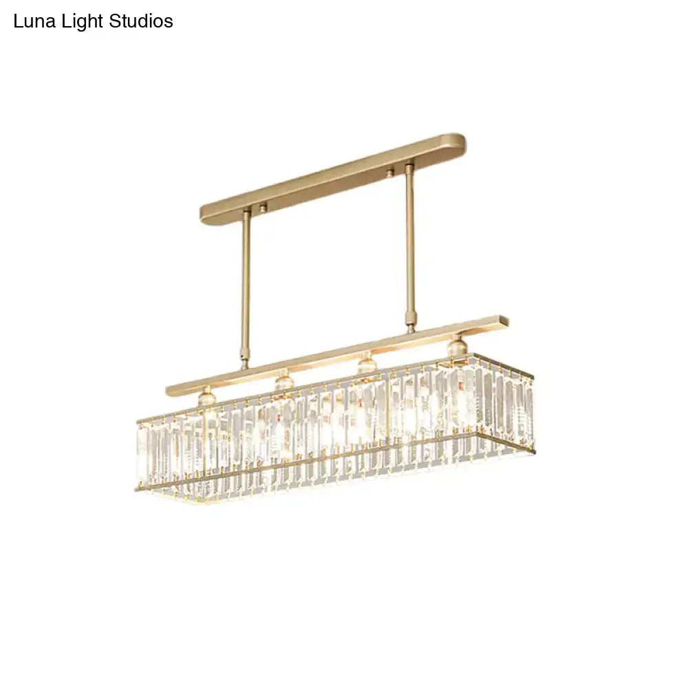 Modern champagne & black 4 heads island light dining room crystal chandelier