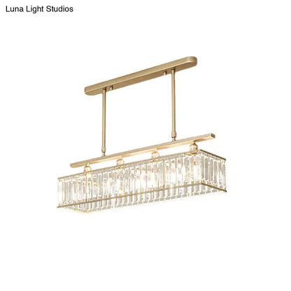Modern champagne & black 4 heads island light dining room crystal chandelier