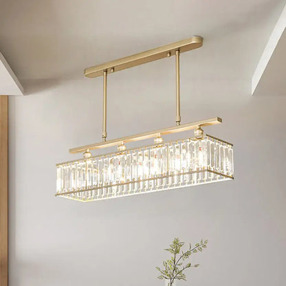 Modern champagne & black 4 heads island light dining room crystal chandelier