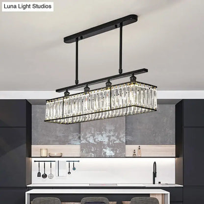 Modern champagne & black 4 heads island light dining room crystal chandelier