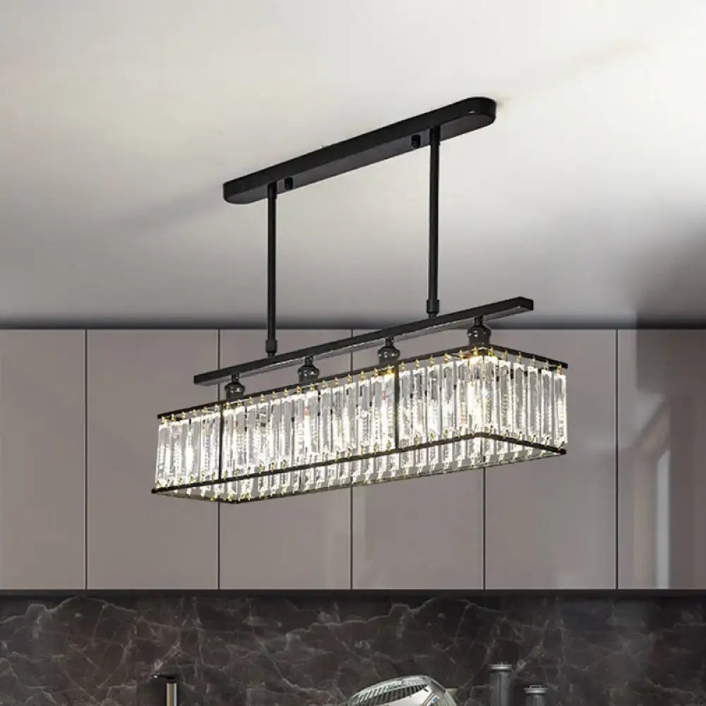 Modern champagne & black 4 heads island light dining room crystal chandelier