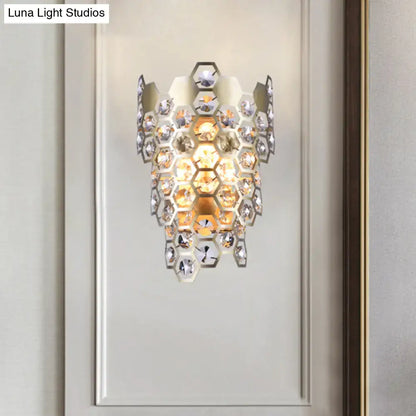Modern champagne hexagon crystal wall sconce bedroom e12 light