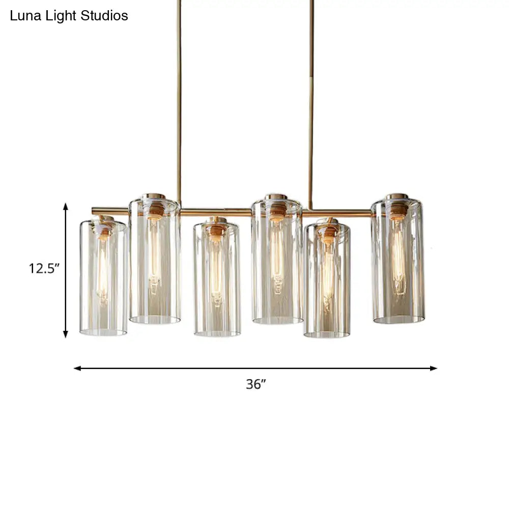 DecorBites™ Modern Champagne Pendant Lighting Fixture with Cognac Glass Shades - 6 Bulbs Dining Room Island Light