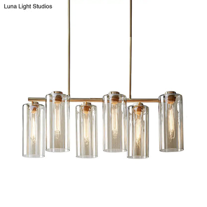 DecorBites™ Modern Champagne Pendant Lighting Fixture with Cognac Glass Shades - 6 Bulbs Dining Room Island Light