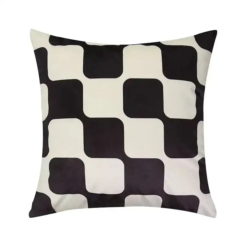 Modern checkered fluffy velvet cushion cover bedroom decor