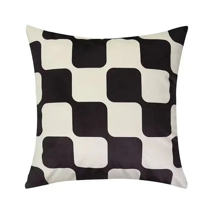 Modern checkered fluffy velvet cushion cover bedroom decor