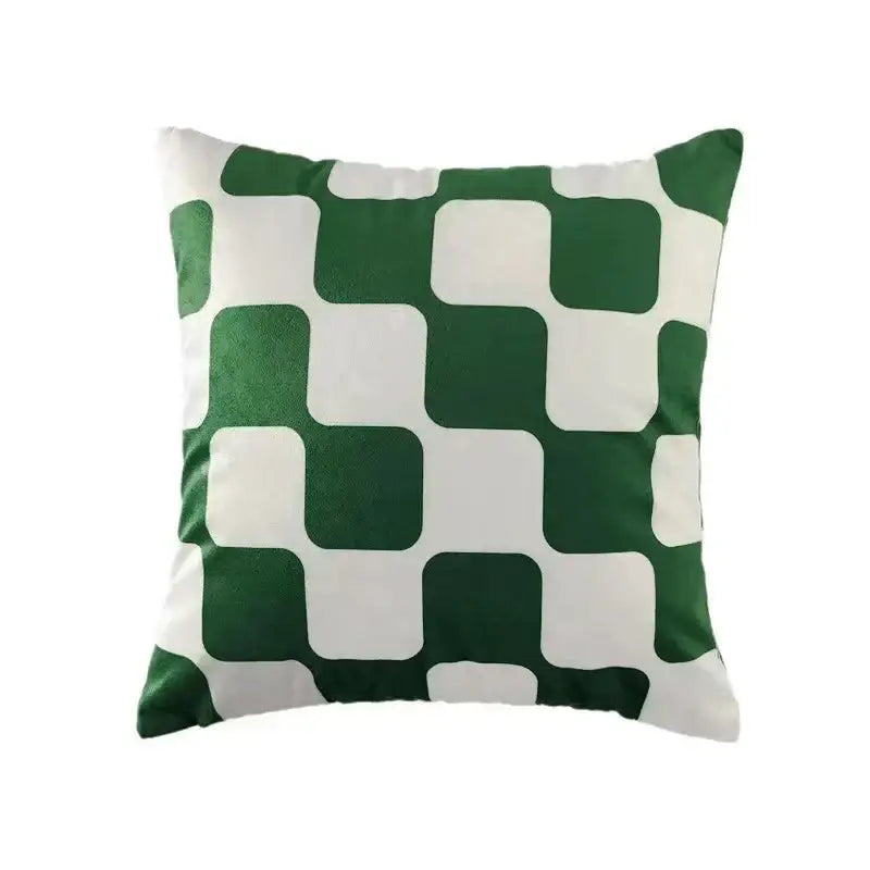 Modern checkered fluffy velvet cushion cover bedroom decor