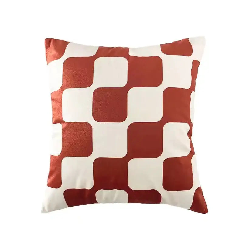 Modern checkered fluffy velvet cushion cover bedroom decor