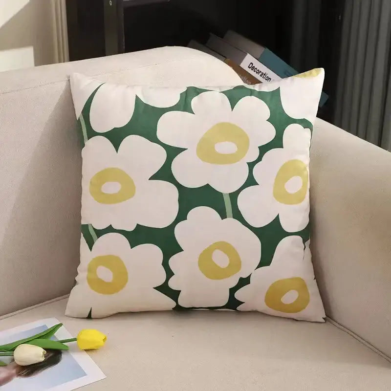 Modern checkered fluffy velvet cushion cover bedroom decor