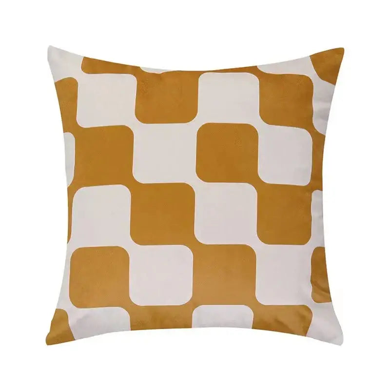 Modern checkered fluffy velvet cushion cover bedroom decor