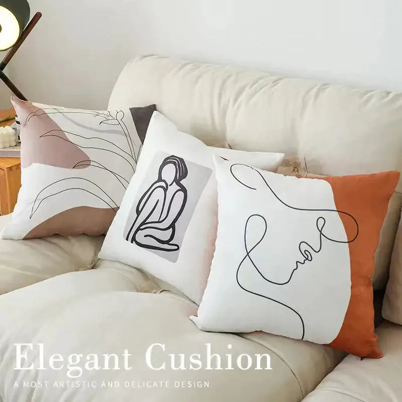 Modern checkered fluffy velvet cushion cover bedroom decor