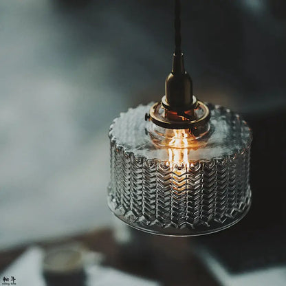 Modern chevron clear glass led pendant light kitchen brass hardware