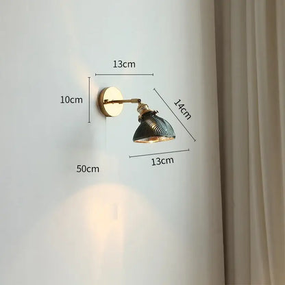 Modern chevron green glass led wall light bedroom pull chain switch