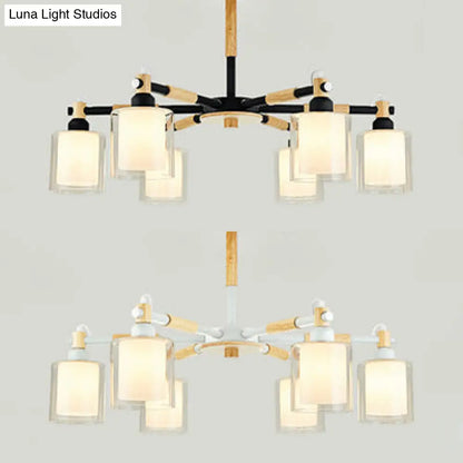 DecorBites™ Modern Chic Glass Cylinder Hanging Pendant Lamp with 6 Lights for Bedroom