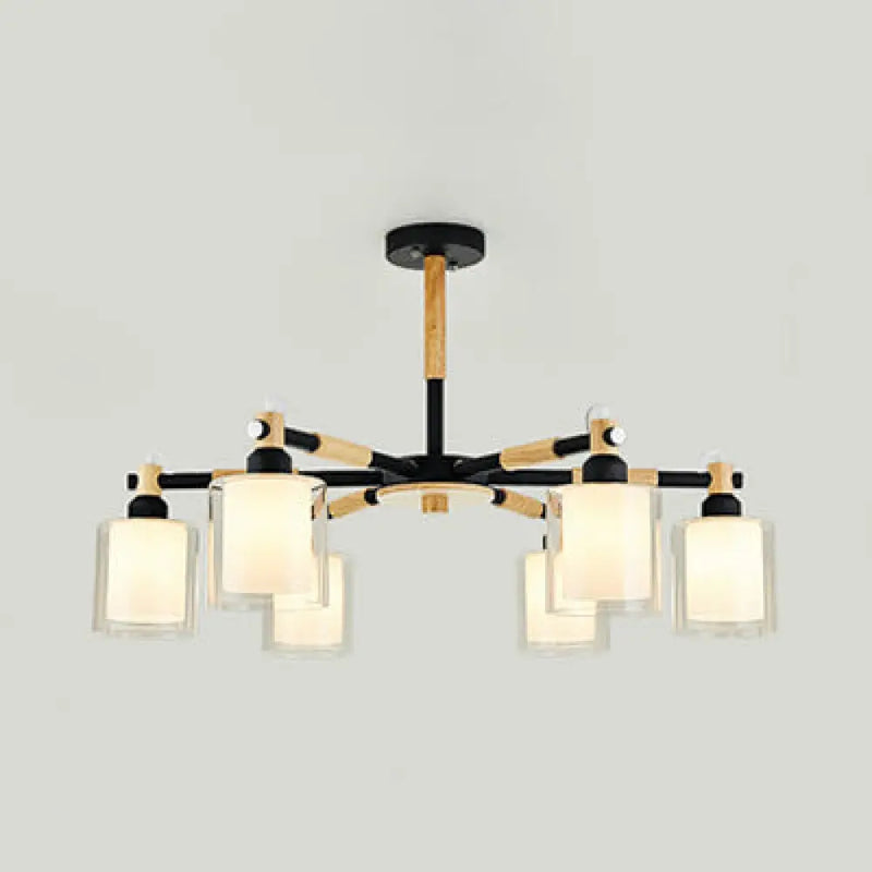 DecorBites™ Modern Chic Glass Cylinder Hanging Pendant Lamp with 6 Lights for Bedroom