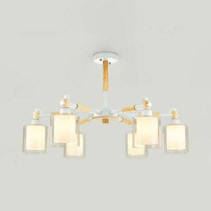 DecorBites™ Modern Chic Glass Cylinder Hanging Pendant Lamp with 6 Lights for Bedroom