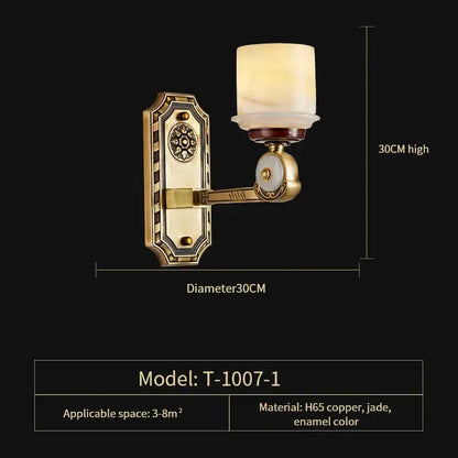 Modern chinese gold copper jade chandelier for living room