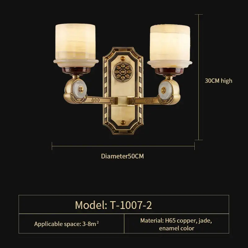 Modern chinese gold copper jade chandelier for living room