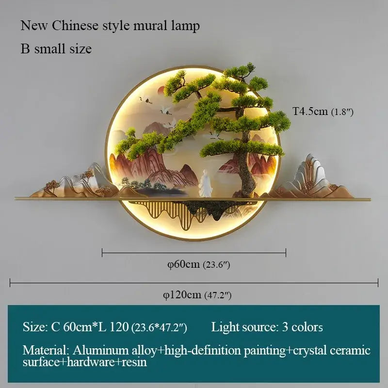 Modern chinese landscape led picture lamp living room 3d wall art