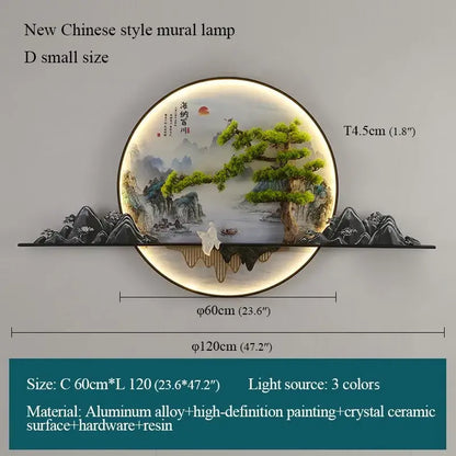 Modern chinese landscape led picture lamp living room 3d wall art