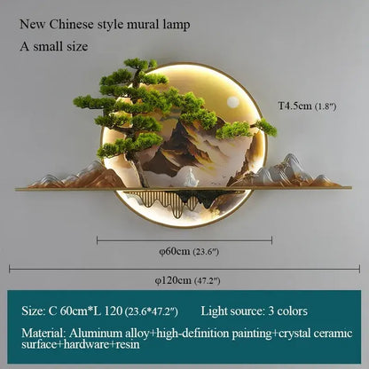 Modern chinese landscape led picture lamp living room 3d wall art