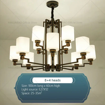 Modern chinese style chandelier bronze & white living room pendant light