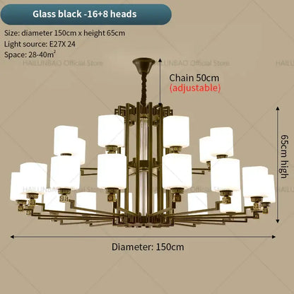 Modern chinese style chandelier bronze & white living room pendant light
