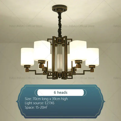 Modern chinese style chandelier bronze & white living room pendant light