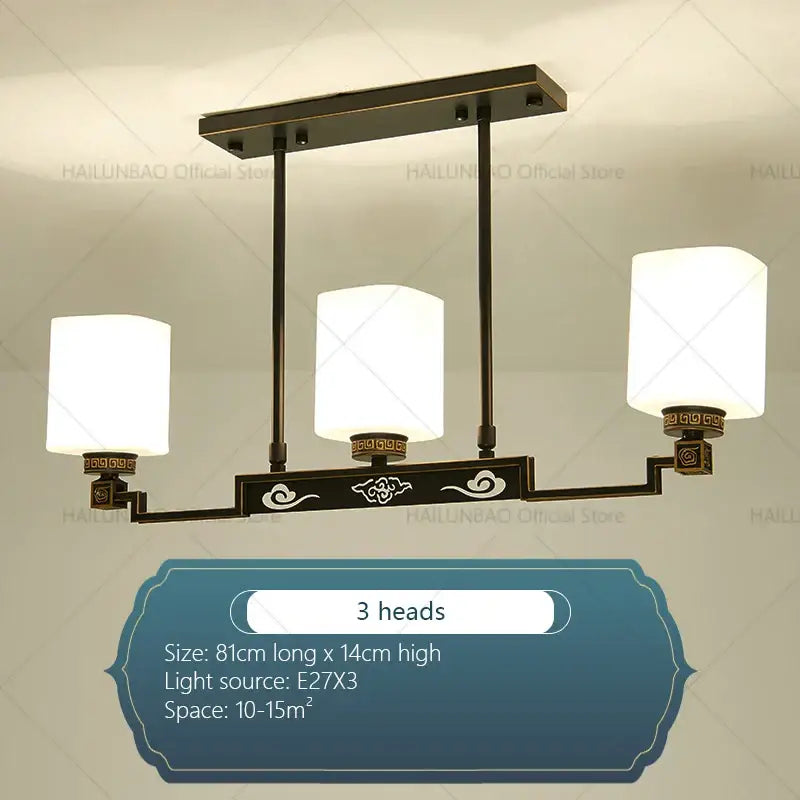 Modern chinese style chandelier bronze & white living room pendant light