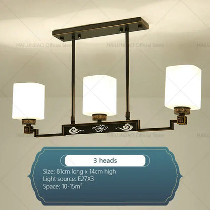 Modern chinese style chandelier bronze & white living room pendant light