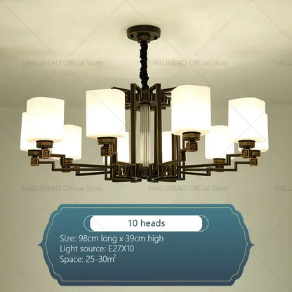 Modern chinese style chandelier bronze & white living room pendant light