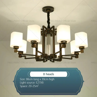 Modern chinese style chandelier bronze & white living room pendant light