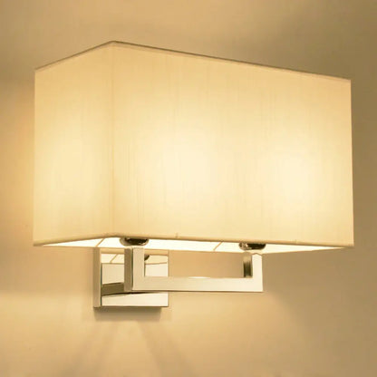 DecorBites™ Modern Chrome 2-Light Rectangular Fabric Wall Lamp