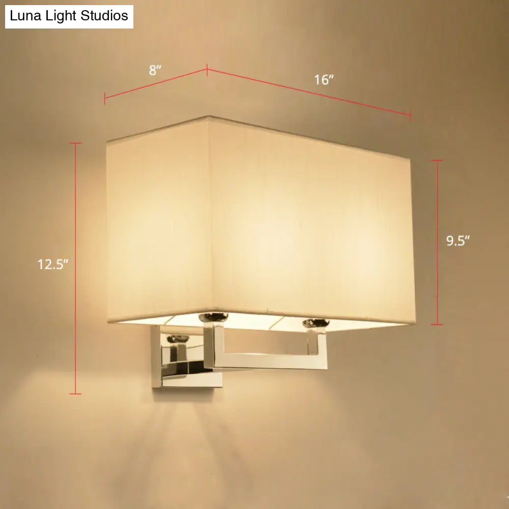 DecorBites™ Modern Chrome 2-Light Rectangular Fabric Wall Lamp