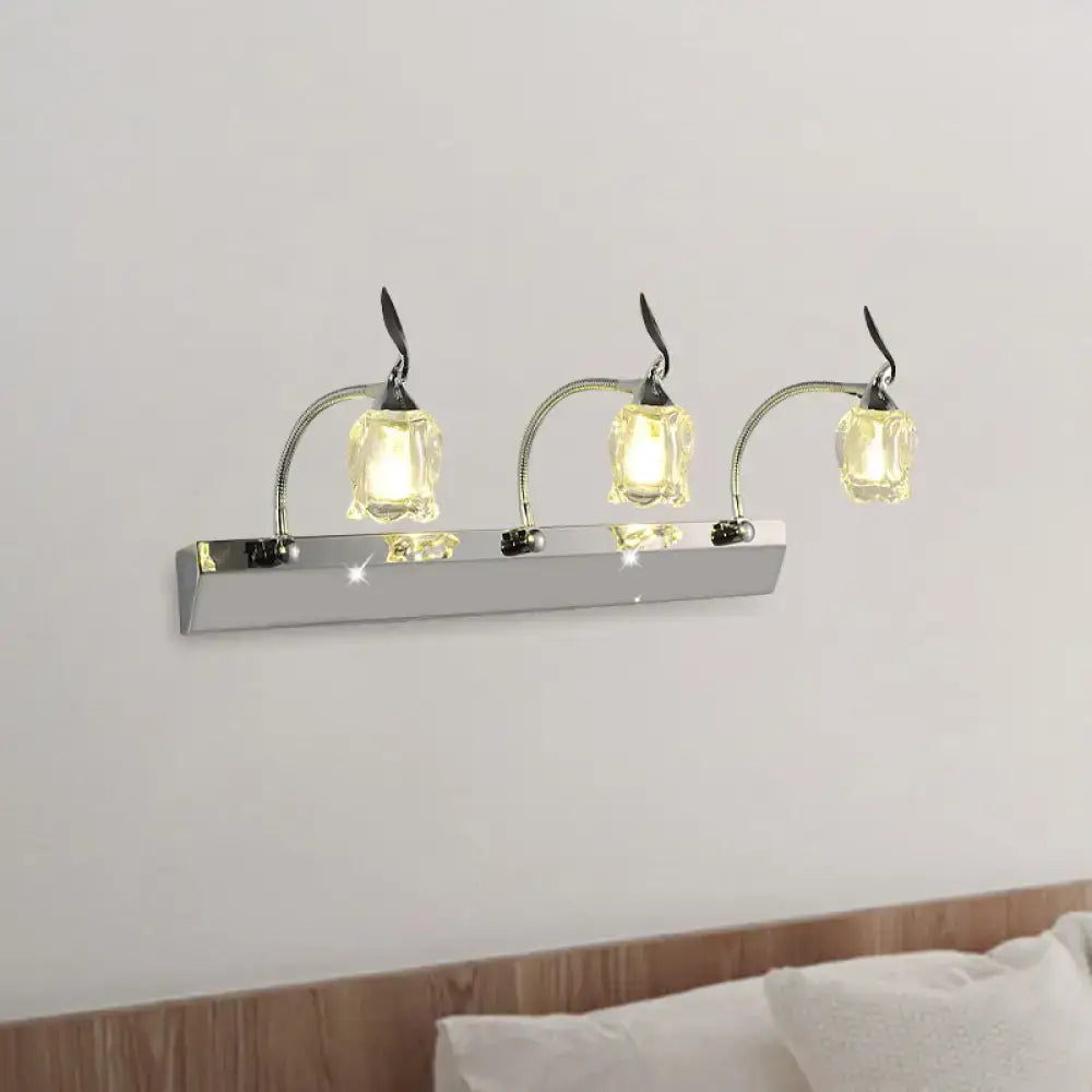 Modern chrome 3 bulb crystal vanity light bathroom wall lamp