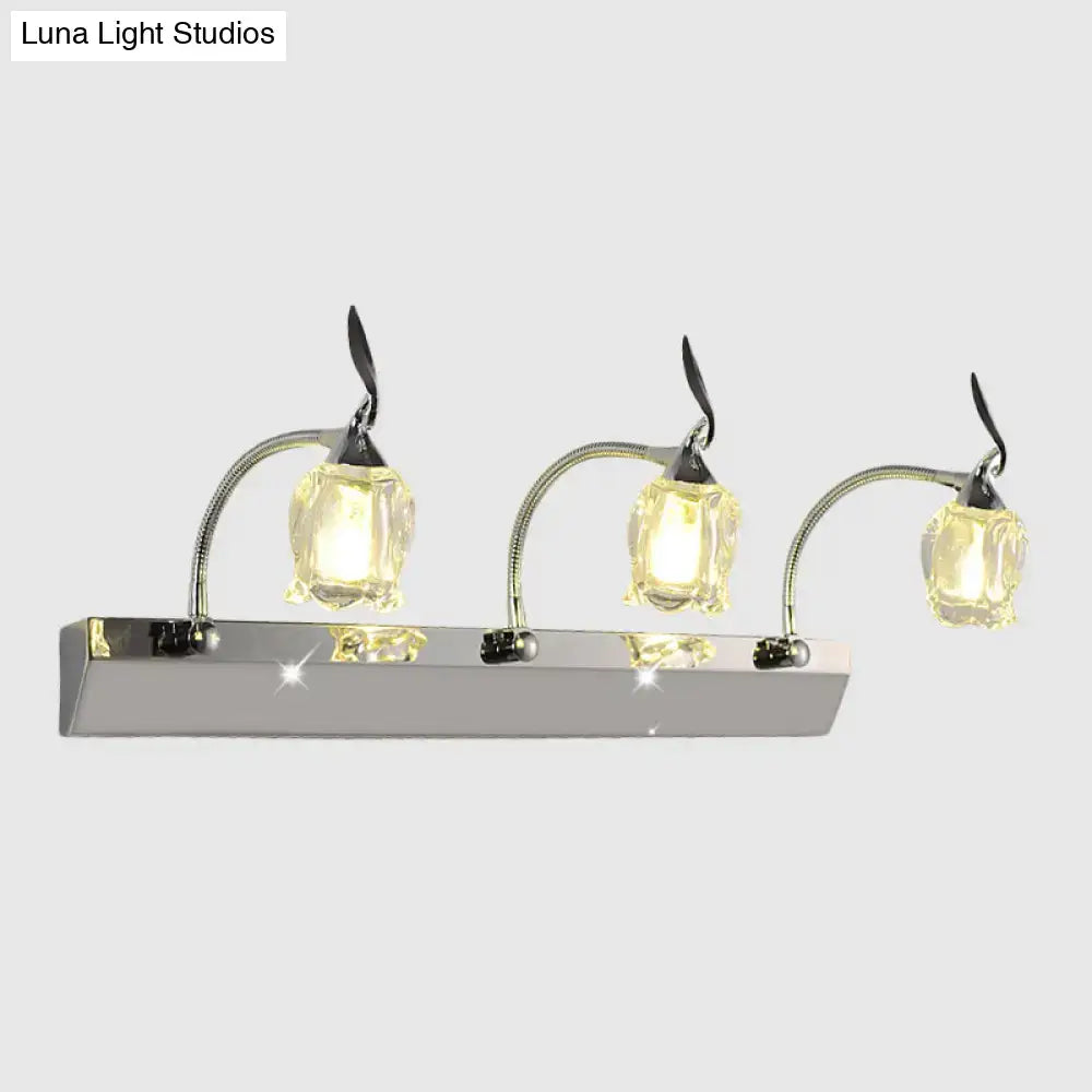 Modern chrome 3 bulb crystal vanity light bathroom wall lamp