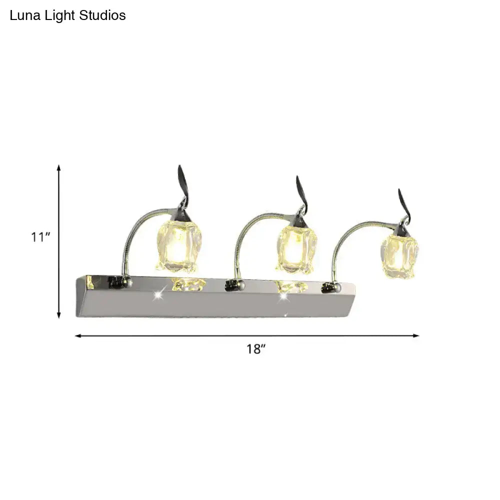 Modern chrome 3 bulb crystal vanity light bathroom wall lamp