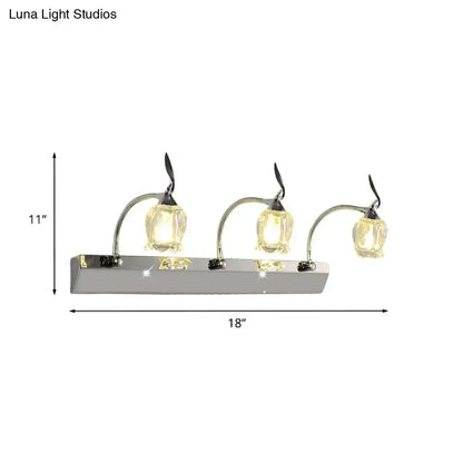 Modern chrome 3 bulb crystal vanity light bathroom wall lamp