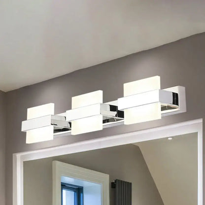 Modern chrome 3 panel acrylic vanity wall light bathroom fixture