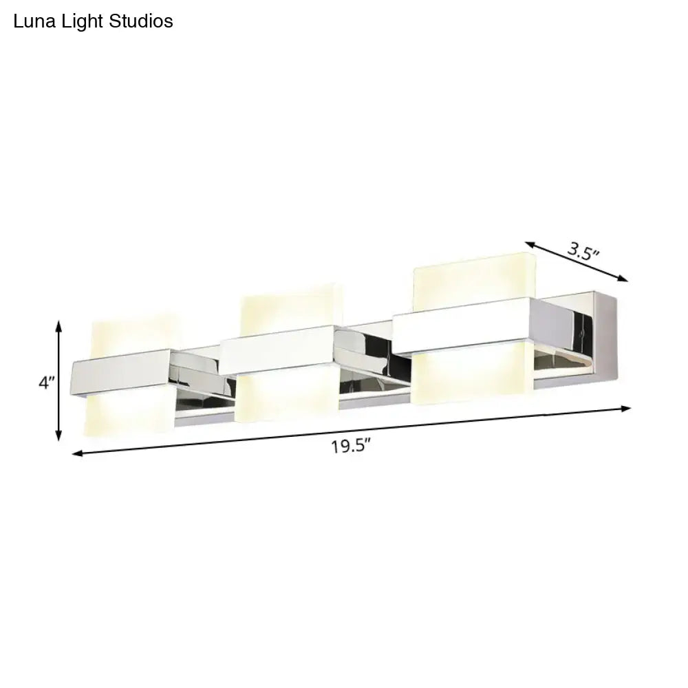 Modern chrome 3 panel acrylic vanity wall light bathroom fixture