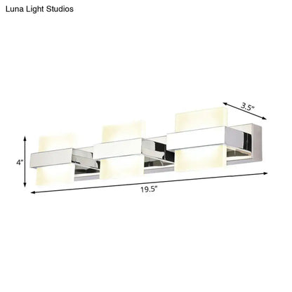 Modern chrome 3 panel acrylic vanity wall light bathroom fixture