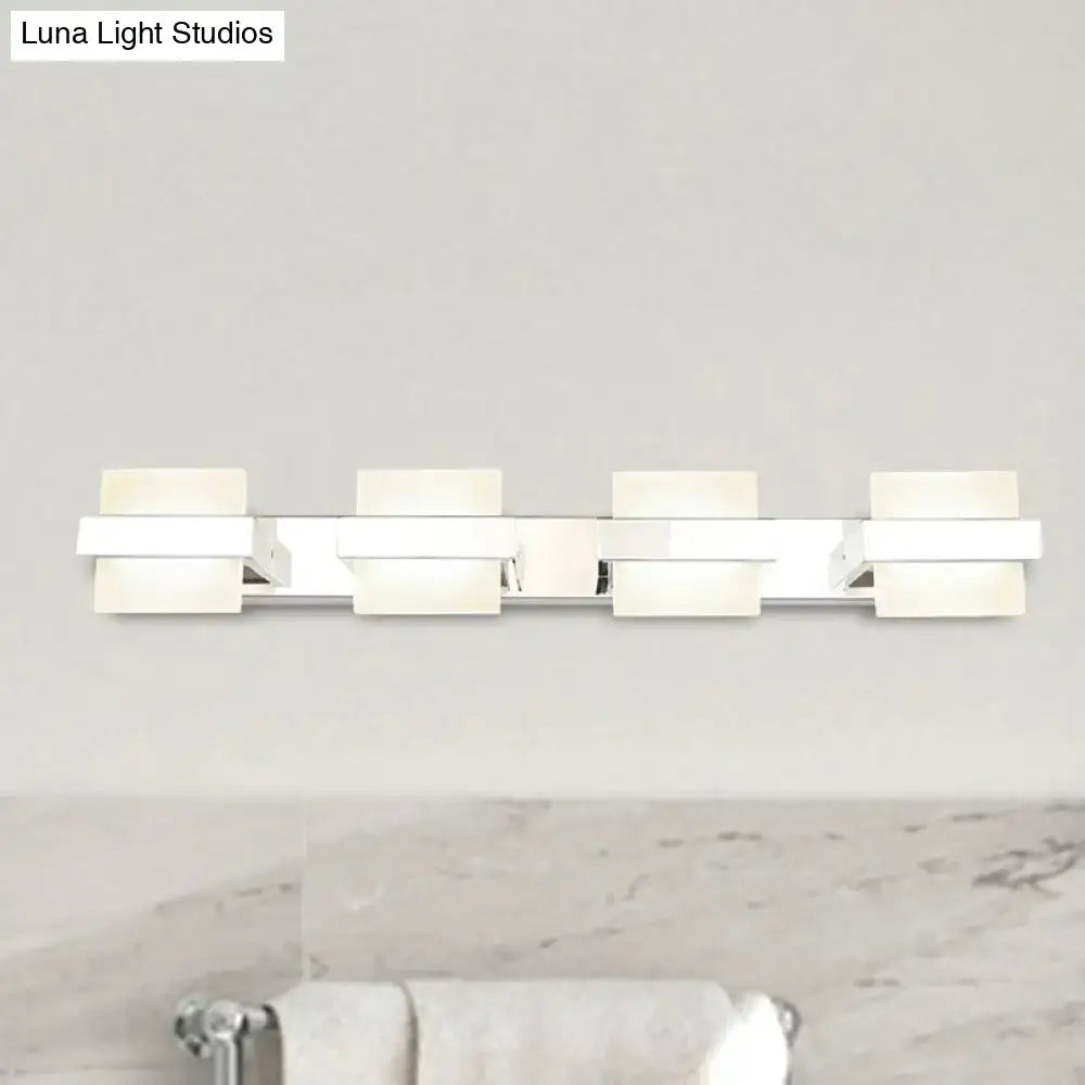 Modern chrome 3 panel acrylic vanity wall light bathroom fixture