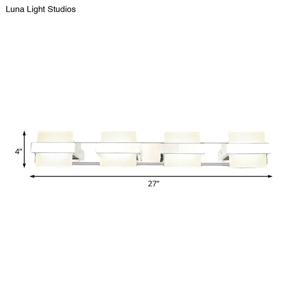 Modern chrome 3 panel acrylic vanity wall light bathroom fixture