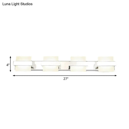 Modern chrome 3 panel acrylic vanity wall light bathroom fixture