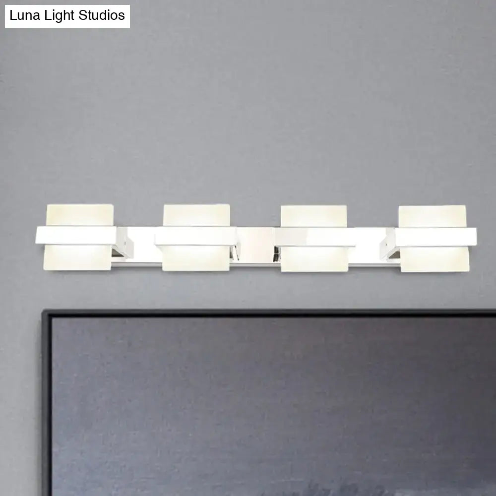 Modern chrome 3 panel acrylic vanity wall light bathroom fixture
