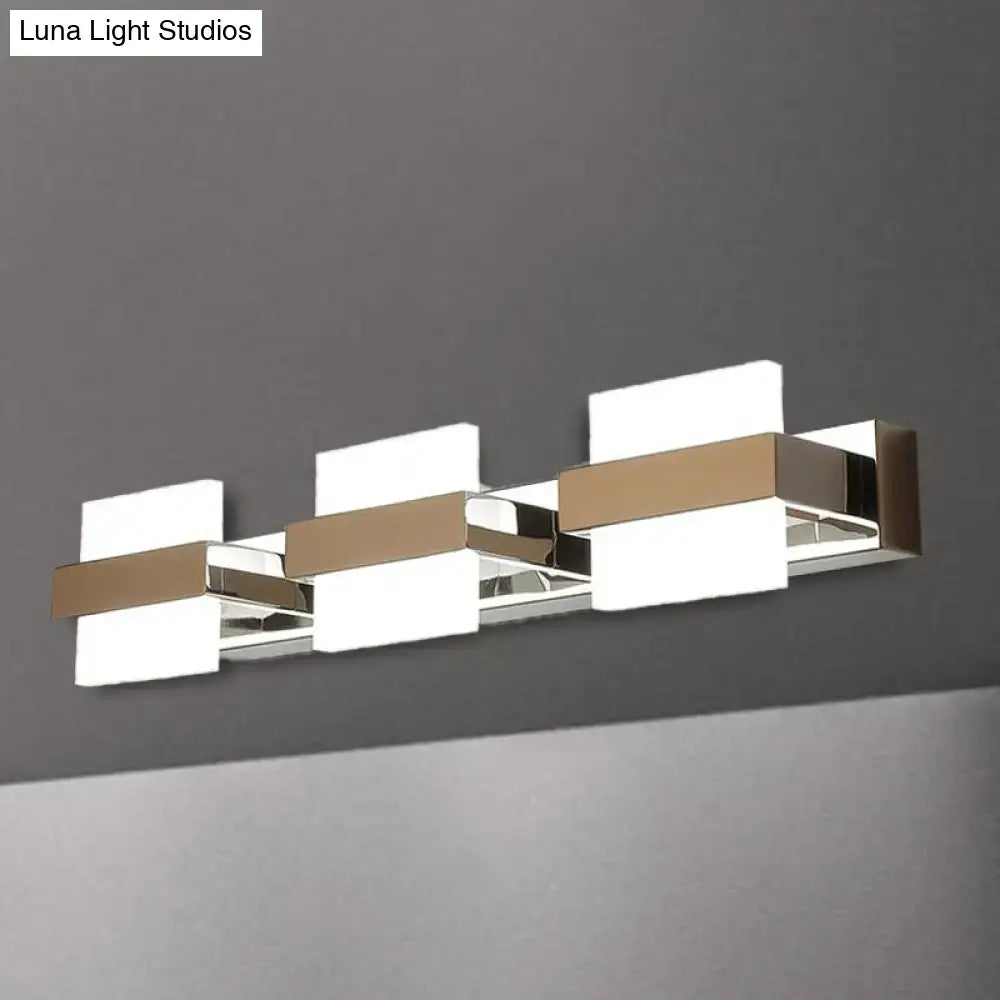 Modern chrome 3 panel acrylic vanity wall light bathroom fixture